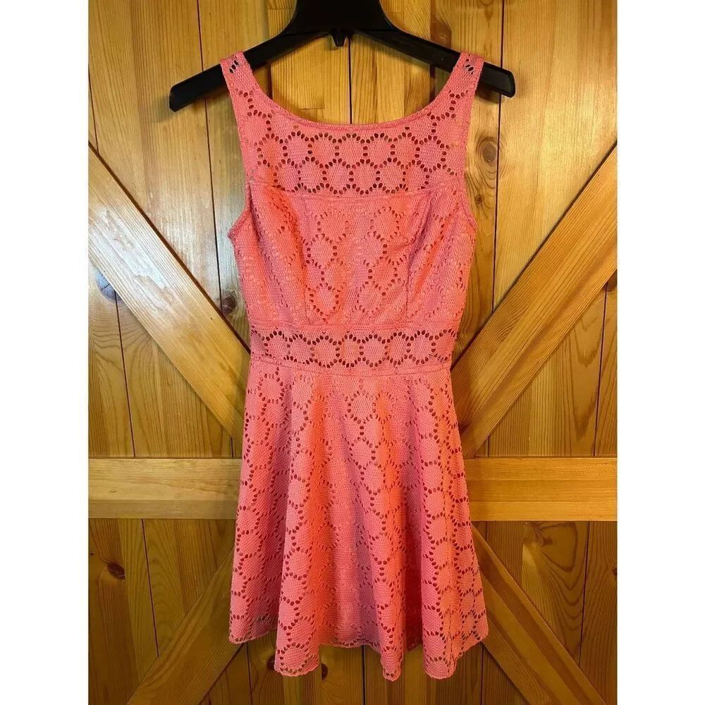 Trixxi Pink Lined Sleeveless Lace Zip Up Short Dress Size 5 (8914)